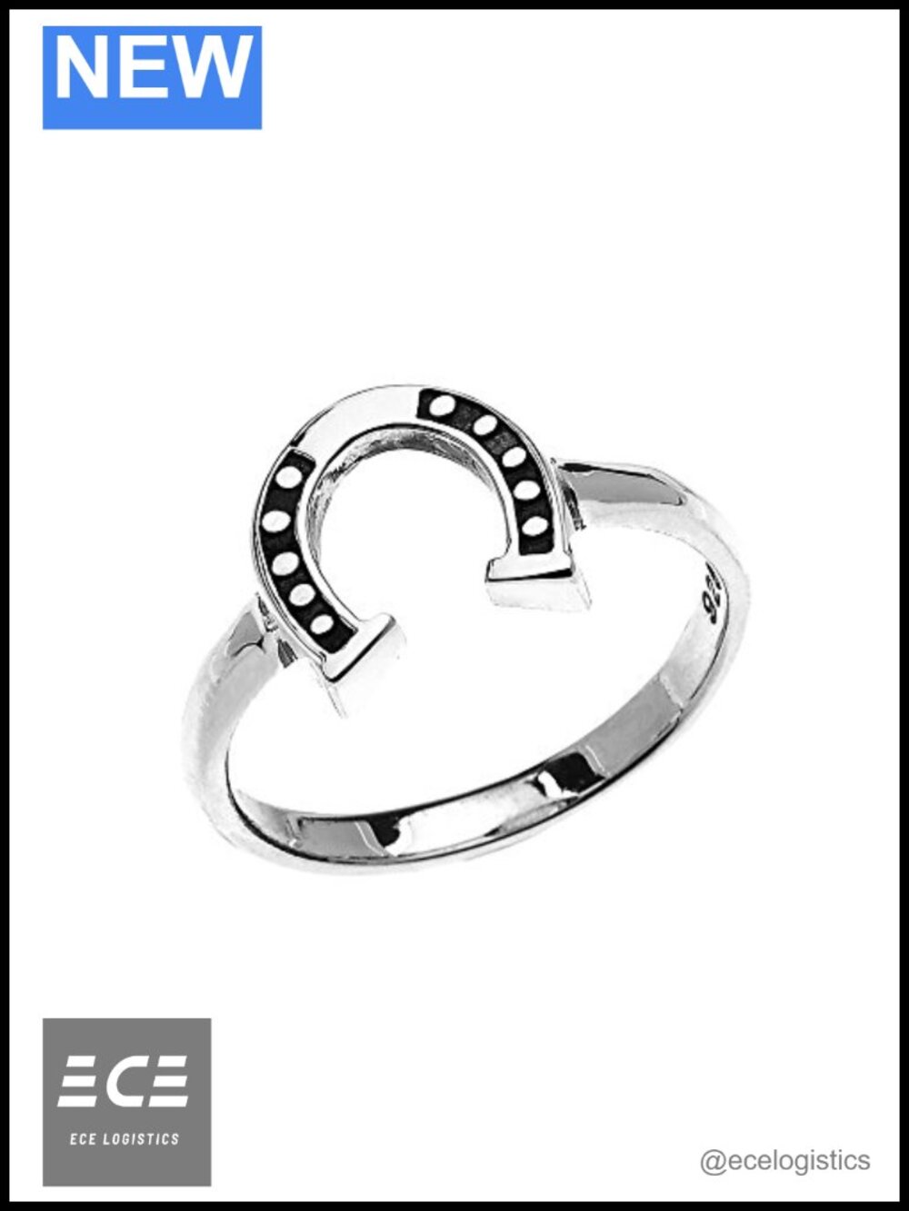 Sterling Silver Dainty Horseshoe Good Luck Ring Size 6.75